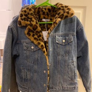 Adika Jean jacket with faux fur